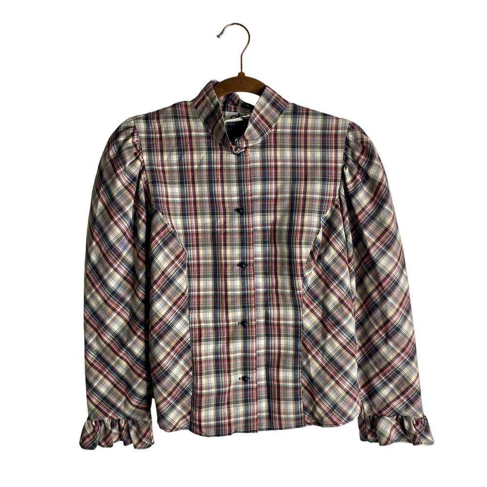 Vintage PBJ Plaid Blouse Dark Academia Whimsigoth Small